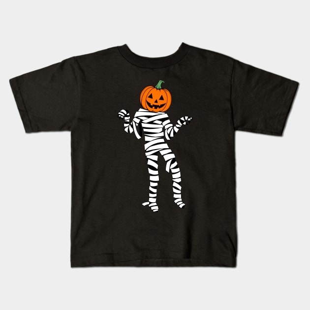 Mummy with pumpkin face Kids T-Shirt by PARABDI